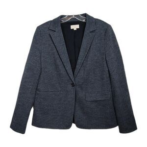 Loft Blazer Women's Size 6 Dark Blue One Button Collared Lined Long Sleeves